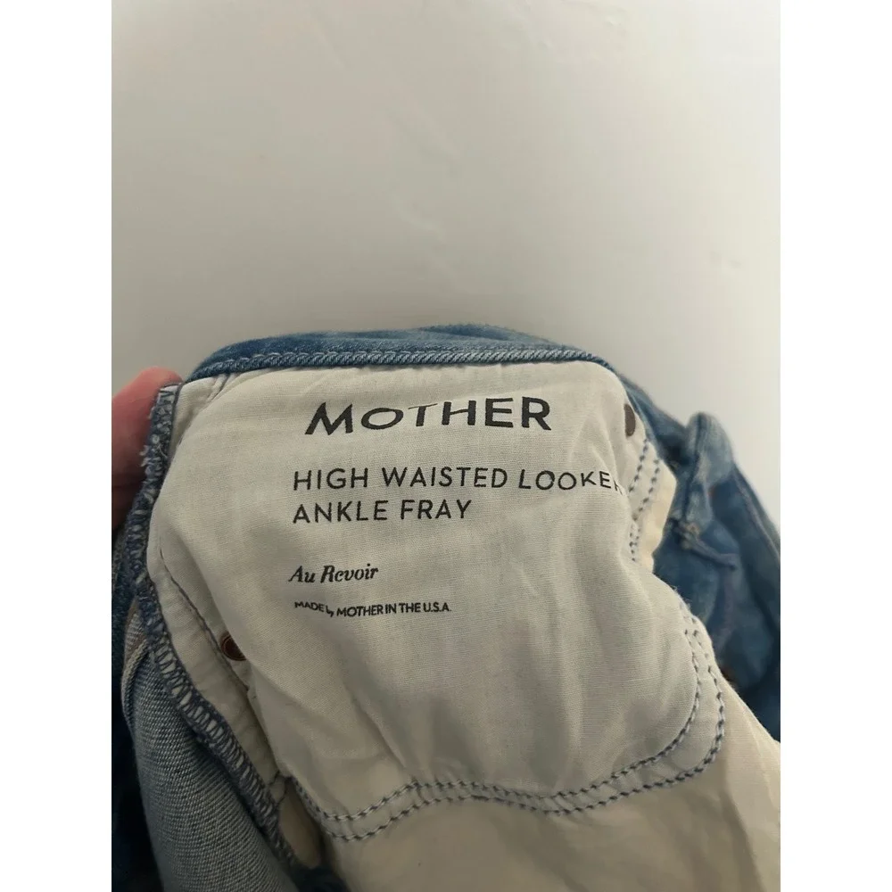 Mother‎ High Waisted Looker Ankle Fray Jeans Au Revoir Light Blue Size 26